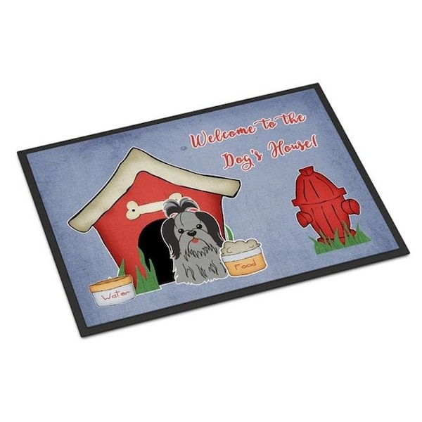 Carolines Treasures BB2843MAT Dog House Collection Shih Tzu Black Silver Indoor or Outdoor Mat, 18 x 0.25 x 27 in. BB2843MAT - main